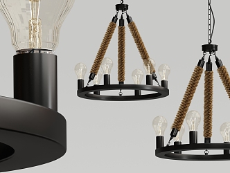 Industrial LOFT chandelier multi-head chandelier 3d model