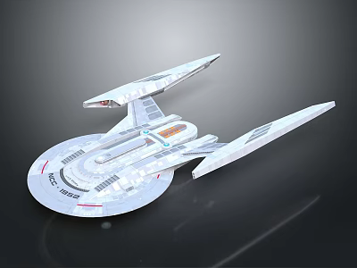 Futuristic Starship Model For Cosmic Exploration With Sleek Wings And Circular Hull 3d model