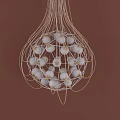 Unique Shaped Chandelier With Metal Wire Frame And Round Illuminated Bulbs
