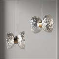 Modern Pendant Light with Dual Textured Glass Shades and Golden Connector in Elegant Design