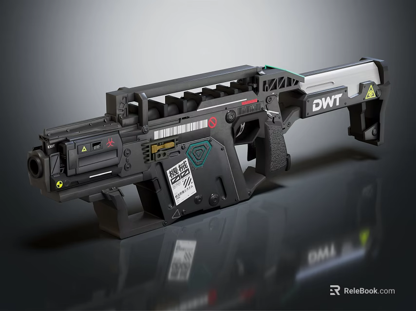 Modern Tactical Firearm DWT Brand Mechanical Design Black Body Grip And Sight Components 3d model 