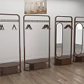 Modern Wooden Clothes Racks With Mirrors Hanging Hooks And Base Storage Shelves Interior