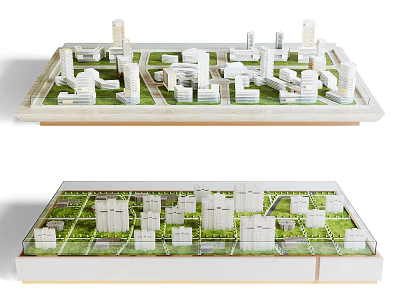 Commercial Equipment For Urban Planning Display With White Buildings And Green Areas 3d model
