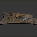 Natural Stone and Wood Decorative Piece with Rough Texture Earthy Tones and White Patches
