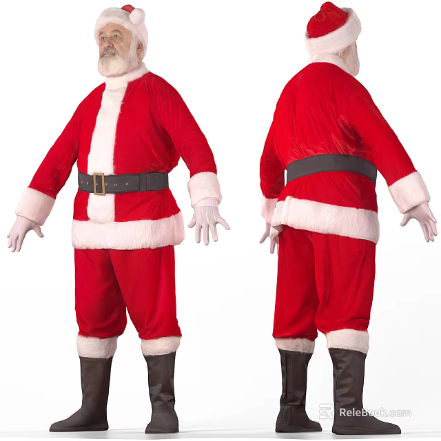 Santa Claus Themed Christmas Decorative Ornament Set With Costume Details For Holiday 3d model 