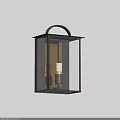 Modern Wall Sconce with Black Metal Frame Clear Glass and Lit Bulb Mounted on Wall