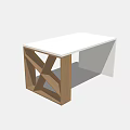 Modern Desk With White Tabletop And Wooden Crossed Legs Structure