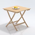 Wooden Foldable Square Coffee Table With White Plate And Two Lemons On Top