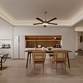 Cream Log Guest Restaurant Wine Cabinet Dining Table Open Kitchen Shoe Cabinet Entrance TV Background Wall Fan Light Sofa Combination Balcony Tea Table 3d model
