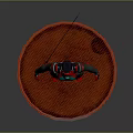 3D Female Character Model With Red Black Design Blue Glowing Elements Knife On Circular Platform