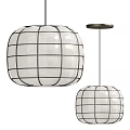 Modern Pendant Lights With White Shade And Black Grid Frame Design 3d model