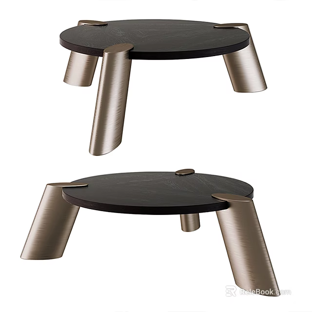 Sleek Modern Coffee Table With Round Black Surface And Metallic Legs Design 3d model