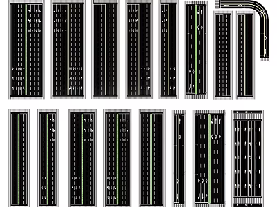 Municipal Road Designs With Lanes Pavement Traffic Lines Curbs And Drainage 3d model