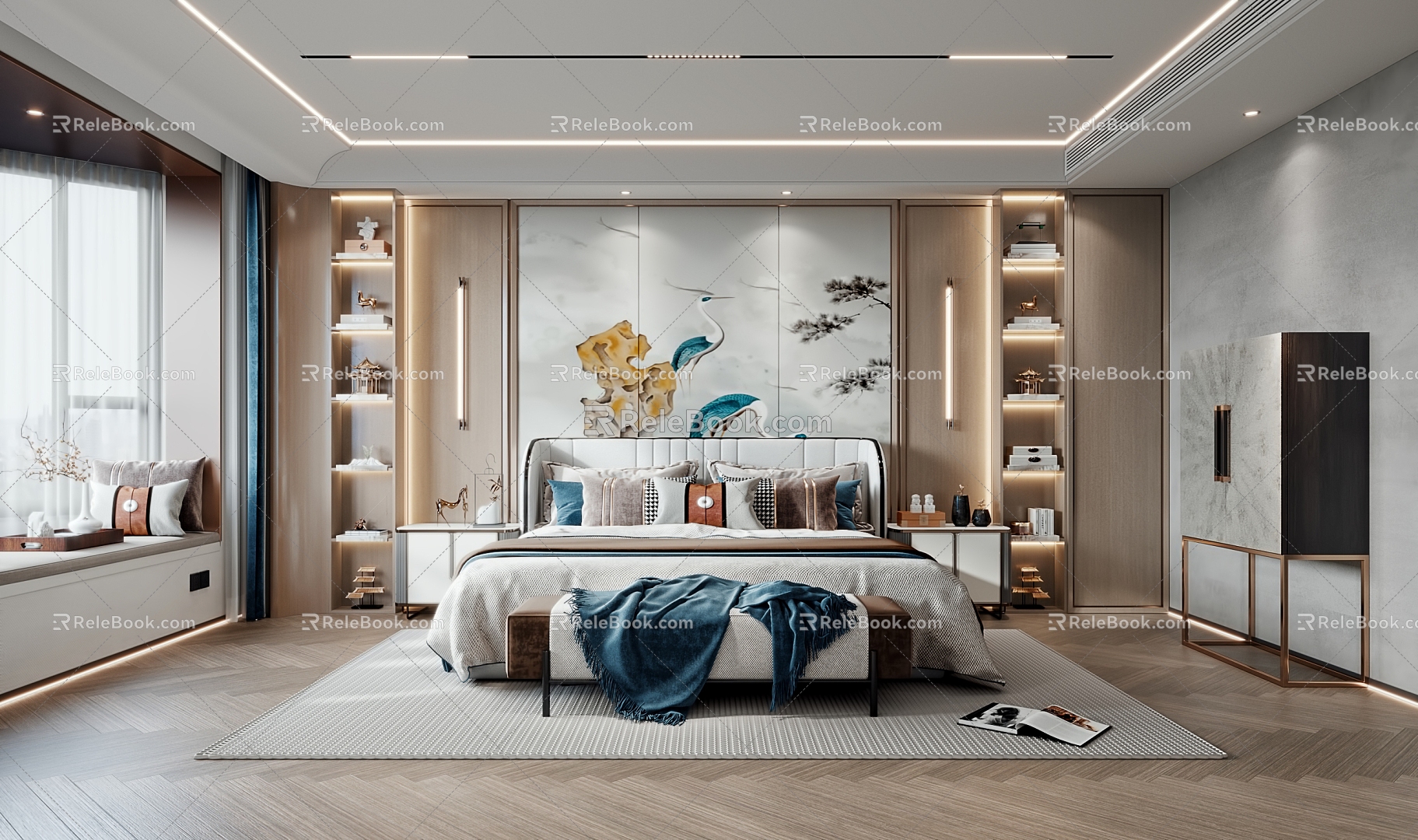 New Chinese Style Bedroom Master Bedroom model