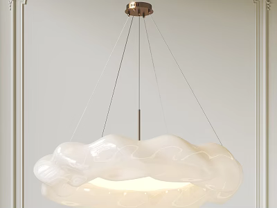 Elegant Modern Cloud Shaped White Chandelier With Metal Suspension And Minimalist Design 3d model