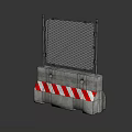 Construction Safety Barrier with Concrete Base Red White Stripes and Metal Mesh Fence