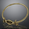Gold Metallic Bracelet With Eye Shaped Decoration And Spiral Accents