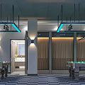 Modern Billiard Room Interior With Multiple Pool Tables And City Night View Lighting