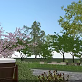 Detached Villa Featuring Beige Exterior Dark Roof Large Windows Balconies and Garden with Outdoor Seating