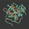 Vibrant Abstract 3D Structure With Green Red Branching And Coiled Curved Parts