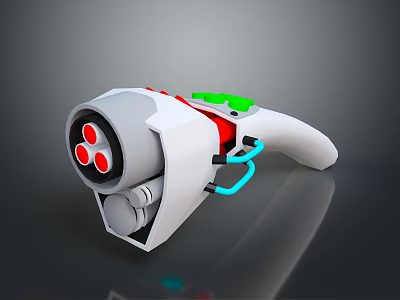 Sci Fi Weapon With White Body Red Circular Components Green Details And Blue Tubes 3d model