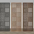 New Chinese Style Screen Partition Wooden Screen Wooden Partition Porch Partition 3d model
