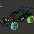 Blue Pink Toy Racing Car With Sporty Rear Wing And Stylish Wheels