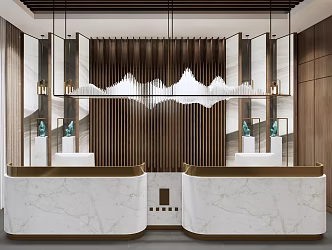 New Chinese Reception Desk Hotel Lobby Front Desk 3d model