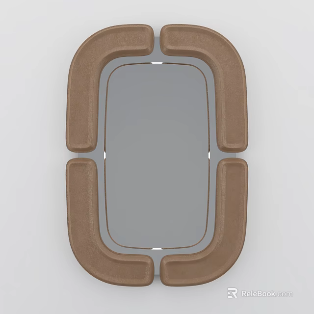 Modern Brown Framed Rectangular Wall Mirror With Sleek Design For Home Decor 3d model