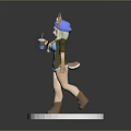 3D Anime Girl Figurine With Cat Ear Hat Holding Cup On White Circular Base
