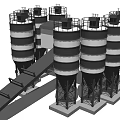 Industrial Equipment Storage Silos Structure With Conveyor Belt And Steel Supports