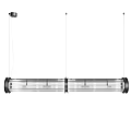 Modern Long Cylindrical Pendant Light With Black Silver Metal Frame And Bulbs
