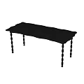 Stylish Dark Colored Dining Table With Scalloped Edges And Twisted Legs Design 3d model