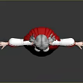 Anime Character With Cat Ears Silver Hair White Top Red Skirt Red Shoes Arms Outstretched