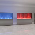 Colorful Decorative Lights in Blue Red White with Modern Display Cases for Interior Decoration