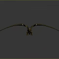 Flying Pterosaur 3D Render With Detailed Textured Wings On Gray Background