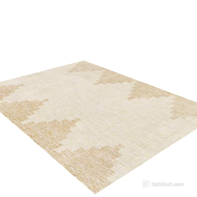 Beige and Light Brown Square Carpet With Geometric Pattern For Modern Living Room Decor 3d model 