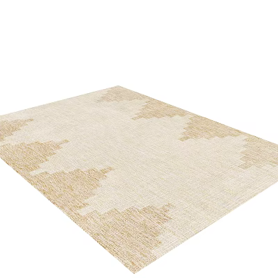Beige and Light Brown Square Carpet With Geometric Pattern For Modern Living Room Decor 3d model