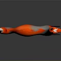 Red and Gray Fox 3D Model in Standing Pose with Dark Background