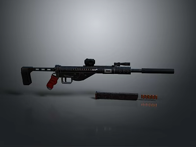 High Quality Tactical Black Rifle With Scope Magazine And Modern Design 3d model