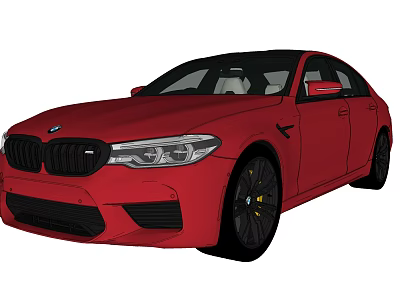 Red BMW Sports Sedan With Black Wheels And Yellow Brake Calipers 3d model