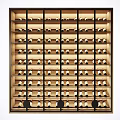 Modern Wine Cabinet With Illuminated Wooden Shelves And Multiple Wine Bottles