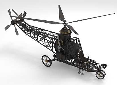 steampunk helicopter aircraft fantasy helicopter 3d model