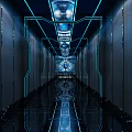 Modern KTV Interior Design With Blue Lighting Corridor And Mirror Floor Decor