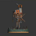 Steampunk Train Model with Intricate Mechanical Structure Green Base and Small Figures