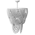Elegant White Beaded Chandelier With Hanging Tassel Design For Interior Decor