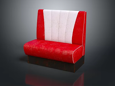 Stylish Red And White Upholstered Banquette Sofa With Contrasting Color And Soft Padding Design 3d model