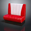 Stylish Red And White Upholstered Banquette Sofa With Contrasting Color And Soft Padding Design