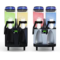 Dual Tank Slushie Kitchen Appliances With Colorful Drinks Transparent Jars And Black Silver Finish