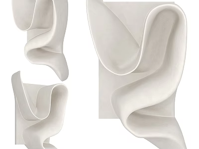White Curved Design Decorative Home Accessories For Modern Interior Living Spaces 3d model
